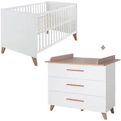 Roba Babyzimmer-Set Lennie 2-teilig , Weiß , Holz , Holz Optik , 3 Schubladen , 76x82x144 cm , Babymöbel & Kindermöbel, Babyzimmer
