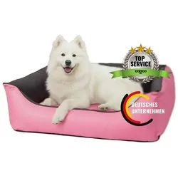 CopcoPet Tierbett Orthopädisches Hundebett / Wendebett Kleine bis Große Hunde, Kunstleder grau|rosa 60 cm x 80 cm