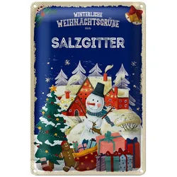 Roomando Metallschild Weihnachtsgrüße SALZGITTER 30x40cm 30x40