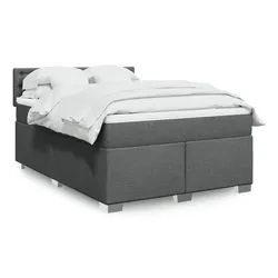 vidaXL Boxspringbett, Boxspringbett mit Matratze Dunkelgrau 140x190 cm Stoff