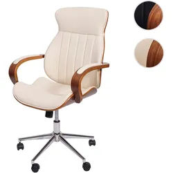 Bürostuhl HWC-H39, Schreibtischstuhl Drehstuhl Chefsessel, Bugholz Walnuss-Optik Kunstleder FSC®-zer