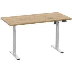 Mid.you Schreibtisch , Silberfarben, Honigeiche , Metall, Holzwerkstoff , rechteckig , 80x71x160 cm , höhenverstellbar , Büromöbel, Schreibtische, Höhenverstellbare Schreibtische