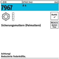 Reyher Sicherungsmutter 100er Pack Sicherungsmutter DIN 7967 M6 A 4 100 Stück ~DIN 7967 A 4 S