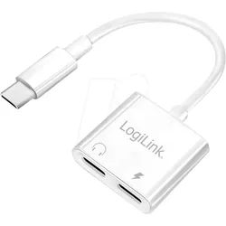LOGILINK UA0433 - Audio Adapter, USB-C - 2x USB-C, PD-Ladeport