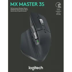 Logitech Maus MX Master 3S, Wireless, Bolt, Bluetooth, grafit Laser, Darkfield, 200-8000 dpi, 7 Tasten, Akku, Retail