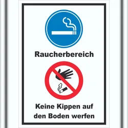 HB-Druck Schild Raucherbereich Boden verboten hochkant A3 (297x420mm)