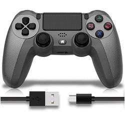 KINSI Wireless Gamepad, Controller, für PS4, Bluetooth, Grau PlayStation-Controller grau