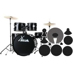 XDrum Rookie 22" Fusion Schlagzeug Black plus Dämpferset