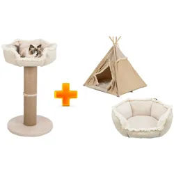 Trixie Kratzbaum Boho & Tipi Boho und Kuschelbettchen Boho - Vorteils-Paket