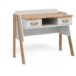 VitaliSpa Schreibtisch Malia Weiß/Artisan 97 x 51 cm mit 2 Schubladen , Weiß, Eiche Artisan , Holzwerkstoff , Rechteckig , 97x80x51 cm , Büromöbel, Schreibtische, Computertische