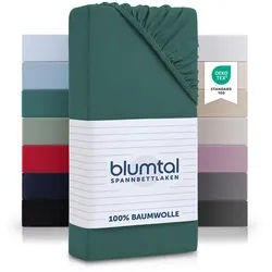 Blumtal Spannbettlaken 2er Set 90/190/30 cm Smaragdgrün , Textil , Uni , 90x190 cm , Oeko-Tex® Standard 100 , Heimtextilien, Bettwäsche & Leintücher, Leintücher, Bettlaken