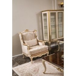 JVmoebel Sessel, Barock Sessel Gold Beige Sessel Einsitzer Klassische Stil Möbel beige