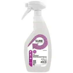 SURE Cleaner Disinfectant Spray Flächendesinfektionsreiniger, Gebrauchsfertiger Desinfektionsreiniger für wasserfeste und harte Oberflächen, 750 ml - Sprühflasche
