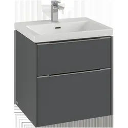 Villeroy & Boch Subway 3.0 Waschbeckenunterschrank, 2 Auszüge, 572x576x478mm, C57800AA, Farbe: Front/Korpus: White Oak, Griff: Aluminium glänzend