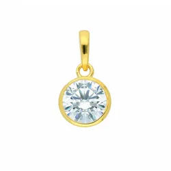 Adelia ́s Kette mit Anhänger Damen 333 Gold Anhänger mit Zirkonia Ø 9,5 mm, Schmuckset - Set mit Halskette goldfarben