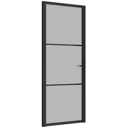vidaXL Zimmertür 83 x 2015 cm Innentür 83x201,5 cm Schwarz Mattglas und Aluminium Zimme schwarz