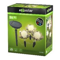 EZ SOLAR LED Gartenleuchte Lotusblume SOLAR LED 3 Stück mit Solarpanel und Akkus Standard AAA