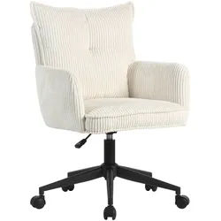 Carryhome Drehstuhl , Creme, Schwarz , Metall, Textil , Drehkreuz , 58x84.5-92x64 cm , Sitzfläche 360° drehbar , Büromöbel, Bürostühle, Drehstühle