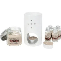 Home Styling Collection Duftset Kamin Sandelholzbaum , Weiß , Keramik , 7.5x17.6x25.5 cm , Dekoration, Weihnachtsdekoration