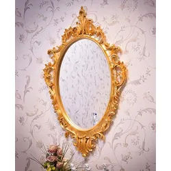 Casa Padrino Luxus Barock Spiegel Gold H. 109 cm - Ovaler Barockstil Wandspiegel - Made in Italy