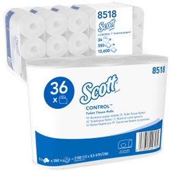 SCOTT® ControlTM 350 Toilet Tissue Rollen, hochweiß, 3-lagig, 1 Paket = 6 Packungen á 6 Rollen