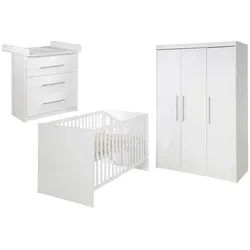Roba Babyzimmer-Set Maren, mit schmaler Wickelkommode, 3-teilig , Weiß , Holzwerkstoff , 76x80x142 cm , Babymöbel, Babyzimmer-Sets
