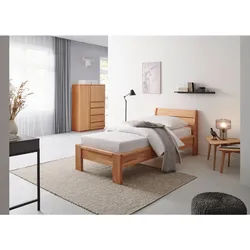 Mid.you Bett , Kernbuche , Holz , Kernbuche , massiv , Höhe ca. 5 cm , 90x200 cm , Lattenrosthöhe individuell einstellbar , Schlafzimmer, Komplette Schlafzimmer und Serien, Schlafzimmerserien