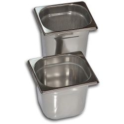 Gastro Inox GN Behälter 1/6, Edelstahl, Gastronormbehälter für den professionellen Gastronomiebereich, Maße (L x B x H): 176 x 162 x 65 mm, 1 Liter