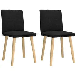 vidaXL Esszimmerstuhl Esszimmerstühle 2 Stk. Schwarz Stoff (2 St) schwarz