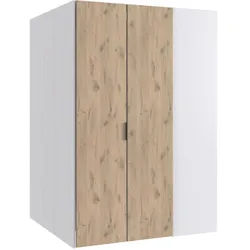 Boxxx Begehbarer Eckschrank , Weiß, Eichefarben , Metall , 9 Fächer , 135.2x197x127 cm , BQ - Bündnis für Qualität, Made in Germany, DIN EN ISO 9001 , in verschiedenen Größen erhältlich , Schlafzimmer, Kleiderschränke, Eckschränke