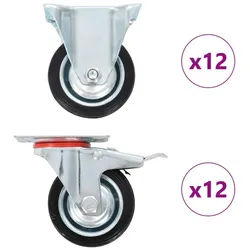 vidaXL Lenkrolle, 24 Stk. Rollen 75 mm