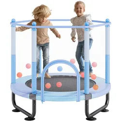 VEVOR Mini-Trampolin Kinder Indoor-Trainings-Rebounder mit Netz 1545mm Blau
