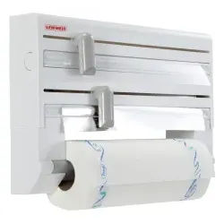 LEIFHEIT Parat Wandrollenhalter, Wandhalterung für Küchenrollen, Frischhalte- und Alufolien, 1 Rollenhalter, Farbe: weiß / grau