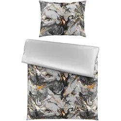 Novel Bettwäsche , Anthrazit , Textil , Blume , 160x210 cm , pflegeleicht, atmungsaktiv, hautfreundlich, schadstoffgeprüft , Heimtextilien, Bettwäsche & Leintücher, Bettwäsche, Satin-Bettwäsche