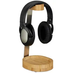Relaxdays Kopfhörer Ständer , Hellbraun , Holz, Metall , 12x29.6x15 cm , Büromöbel, Schreibtische