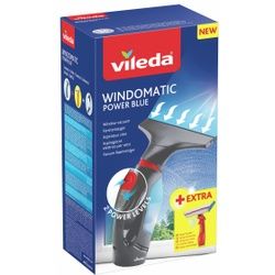Vileda Windomatic Power Blue Fenstersauger mit Spray-Einwascher , Scheibensauger zur streifenfreien und schnellen Reinigung, 1 Stück