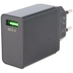 USB-Schnellladegerät QC3.0 18W, Quick Charge USB-Netzteil 18 W Ladestrom 3A max.