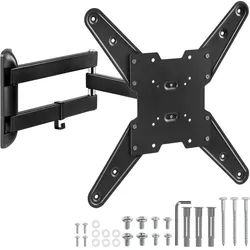 tectake Tv-Wandhalterung, bis 100 kg,schwarz , Schwarz , Metall , Rechteckig , 41x41x61 cm , Wohnzimmer, TV Möbel, TV-Wandhalterung