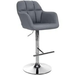 CLP Barhocker Lederlook grau , Grau , Textil , 57x97x59 cm , Esszimmer, Barmöbel, Barhocker