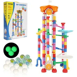 VEVOR Kugelbahn-Set 230-teilig mit motorisiertem Aufzug, mit 15 Plastikmurmeln, Murmel-Labyrinth Baustein-Denkspiel, pädagogisches Lernrennbahn-MINT-Spielzeug, für Kinder ab 3 Jahren