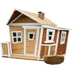 Spielhaus , Braun, Weiß , Holz , Hemlocktanne , 220x174x193 cm , EN 71, CE, FSC 100% , Freizeit & Co, Gartenspielzeug, Spielhäuser