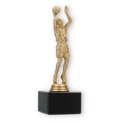 Pokal Kunststofffigur Basketballer goldmetallic auf schwarzem Marmorsockel 20,3cm