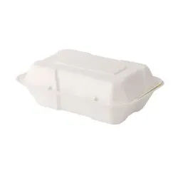 Greenbox Menüschale mit Klappdeckel, 23 x 15,5 x 7,5 cm, Nachhaltige Take away Essensbox für fetthaltige Speisen, 1 Packung = 50 Stück