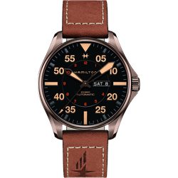 Hamilton Khaki Aviation Khaki Pilot Auto Day Date 46mm H64705531 - schwarz,braun - 46mm