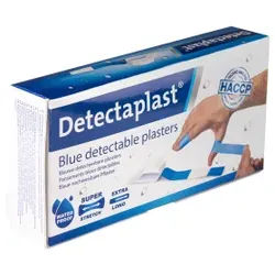 Detectaplast Premium Pflaster, detektierbar und elastisch, HACCP-konforme Wundpflaster für die Anwendung in der Lebensmittelindustrie, Maße 120 x 20 mm, 100 Stück