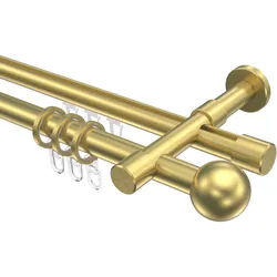 GARDINENSTANGE RUNDROHR-INNENLAUF Prestige Luino 160 cm, 2-läufig, 20 mm Ø Messing-Optik