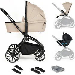 BabyGo Kombi-Kinderwagen Harmony 3in1, (Set), inkl. Babyschale mit Adaptern beige