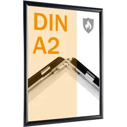 Brandschutzrahmen A2 mit B1-Zertifizierung mit PET Deckelblatt | schwarz, Aluminium
