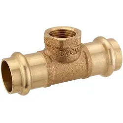 Press-T-Stück aus Rotguss 28 - 1/2'' IG - 28 mm für Kupferrohre - DVGW-zertifiziert - für V- & M-Kontur