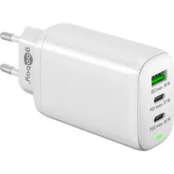 Goobay USB-CTM PD 3-fach Multiport-Schnellladegerät (65 W) weiß - Ladeadapter mit 2x USB-CTM-Anschlüssen (Power Delivery) und 1x USB-A-Anschluss (Quick Charge 3.0)